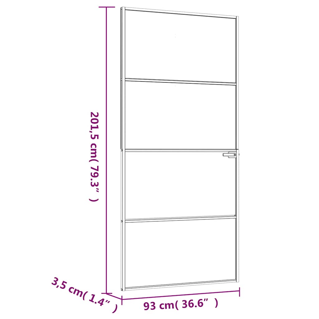 Porta Interna Nera 93x201,5cm Vetro Temperato Alluminio Sottile | homemem39