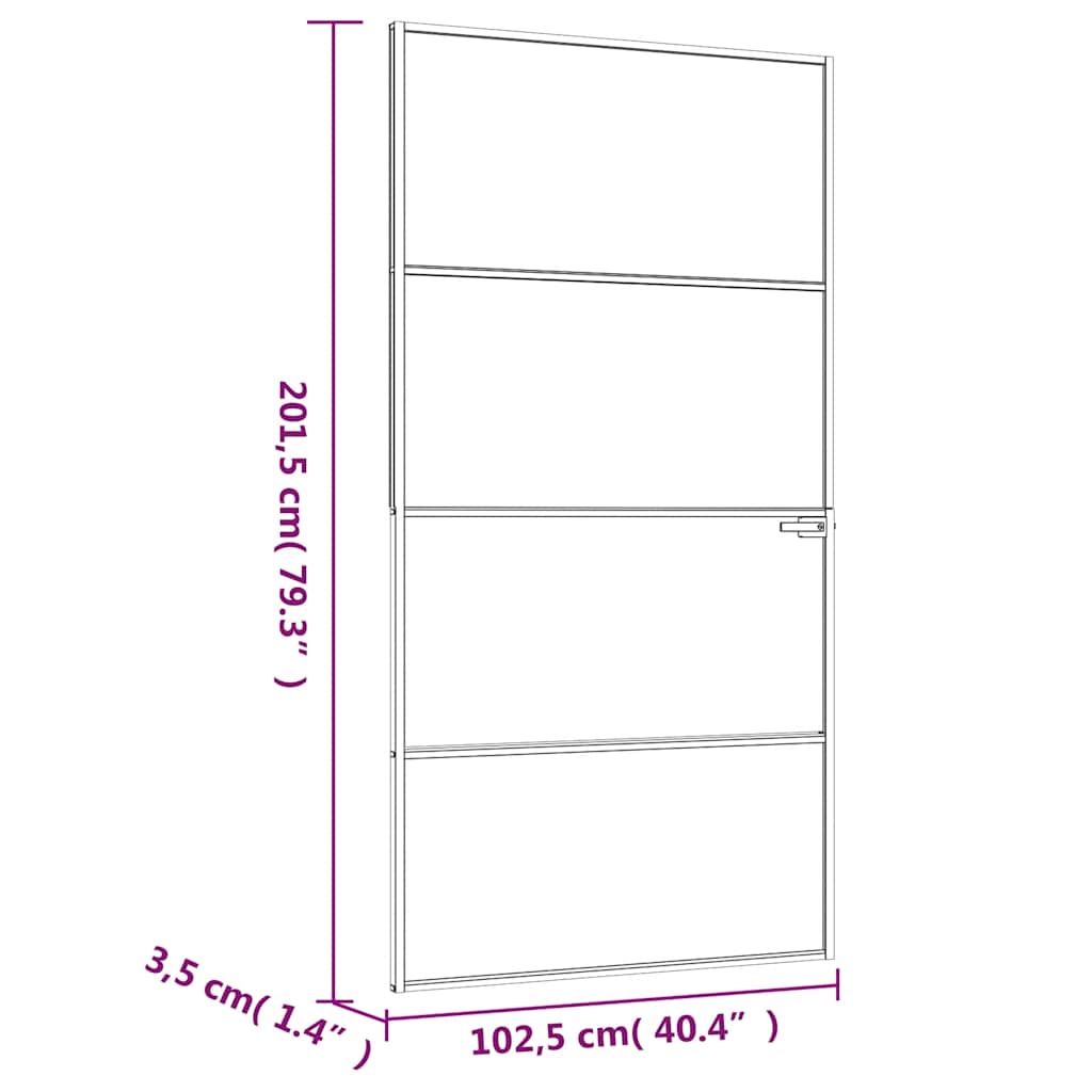 Porta Interna Nera 102x201,5 Vetro Temperato Alluminio Sottile | homemem39