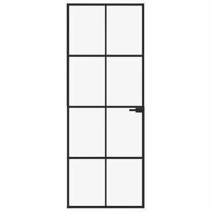 Porta Interna Nera 76x201,5cm Vetro Temperato Alluminio Sottile | homemem39