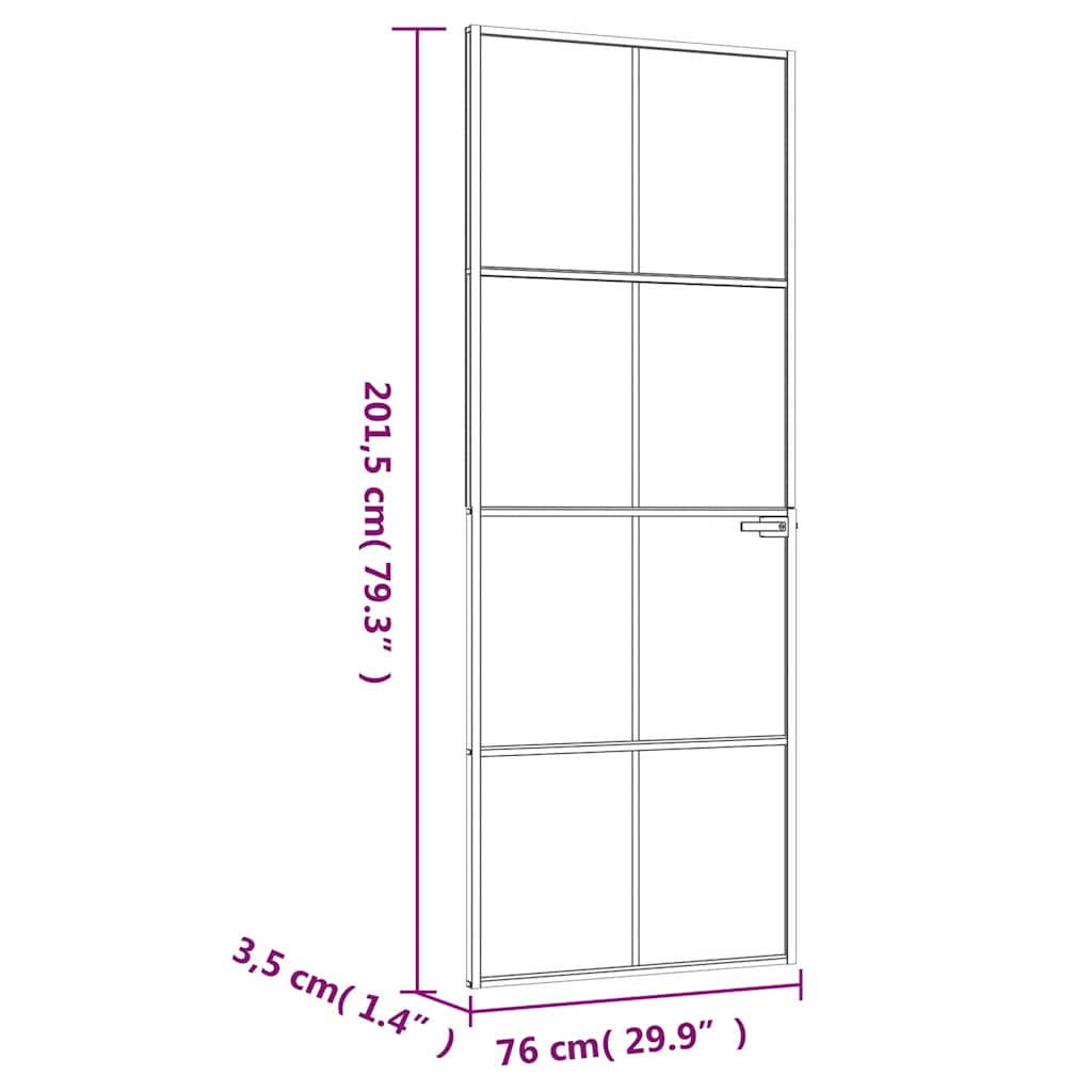 Porta Interna Nera 76x201,5cm Vetro Temperato Alluminio Sottile | homemem39