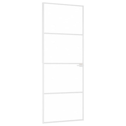 Porta Interna Bianca 76x201,5 cm Vetro Temperato Alluminio Slim | homemem39
