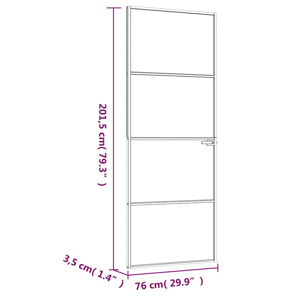 Porta Interna Bianca 76x201,5 cm Vetro Temperato Alluminio Slim | homemem39
