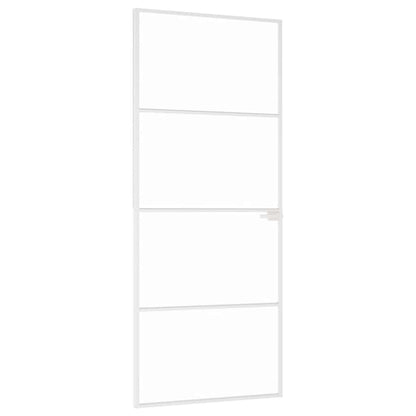 Porta Interna Bianca 83x201,5 cm Vetro Temperato Alluminio Slim | homemem39