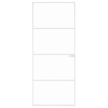 Porta Interna Bianca 83x201,5 cm Vetro Temperato Alluminio Slim | homemem39