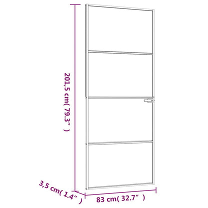 Porta Interna Bianca 83x201,5 cm Vetro Temperato Alluminio Slim | homemem39