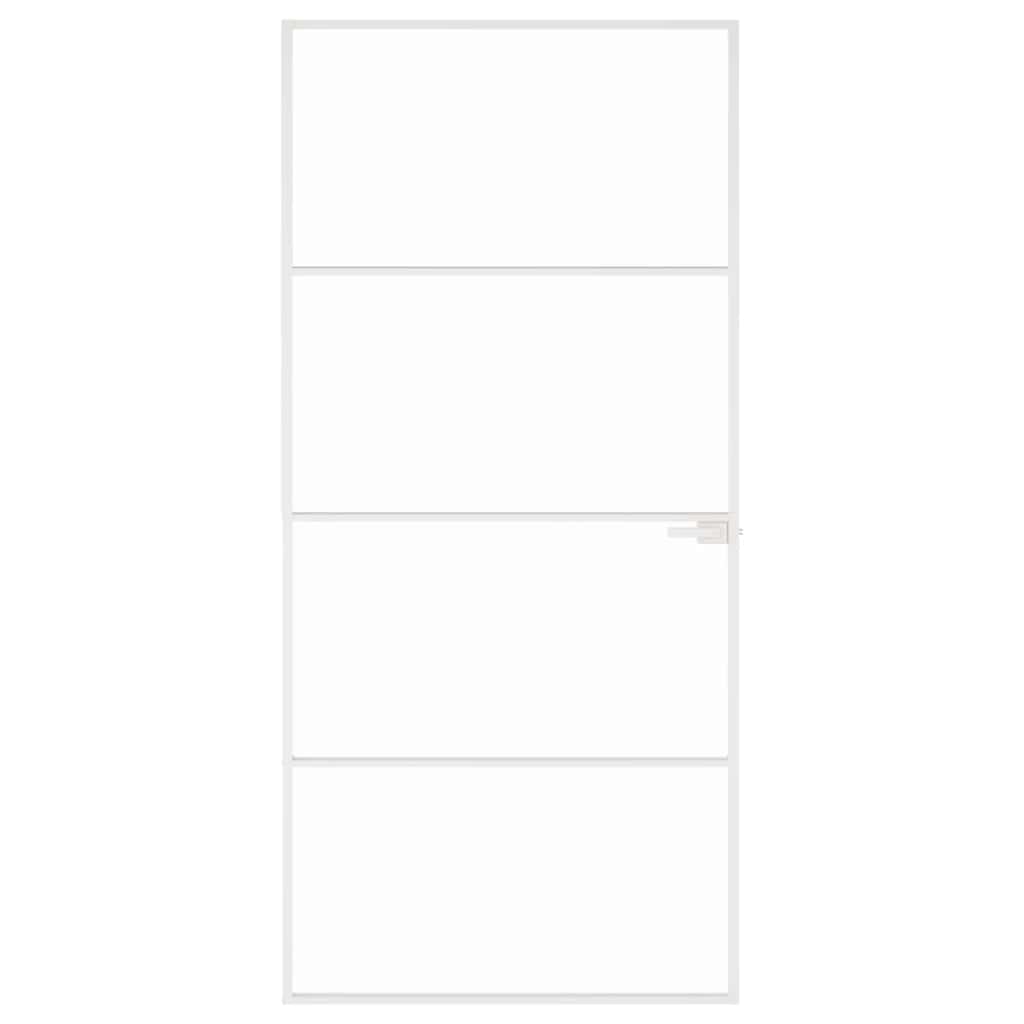 Porta Interna Bianca 93x201,5 cm Vetro Temperato Alluminio Slim | homemem39