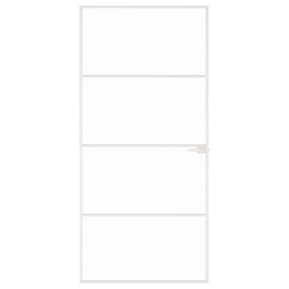 Porta Interna Bianca 93x201,5 cm Vetro Temperato Alluminio Slim | homemem39