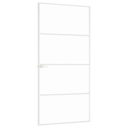 Porta Interna Bianca 93x201,5 cm Vetro Temperato Alluminio Slim | homemem39