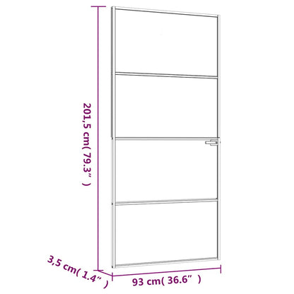 Porta Interna Bianca 93x201,5 cm Vetro Temperato Alluminio Slim | homemem39