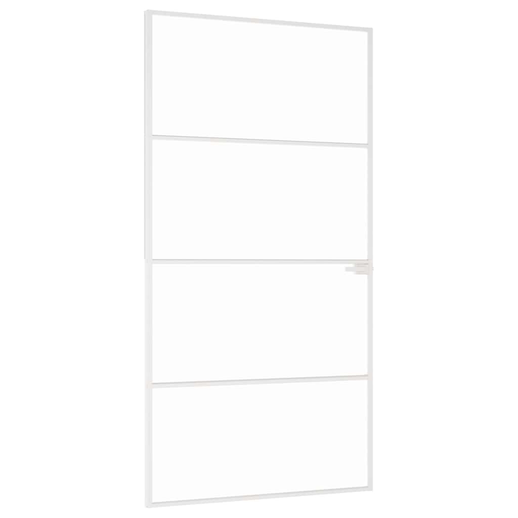 Porta Interna Bianca 102x201,5cm Vetro Temperato Alluminio Slim | homemem39