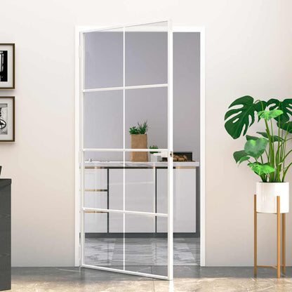 Porta Interna Bianca 102x201,5cm Vetro Temperato Alluminio Slim | homemem39