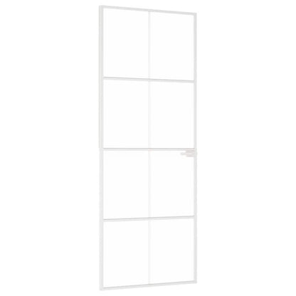 Porta Interna Bianca 76x201,5 cm Vetro Temperato Alluminio Slim | homemem39