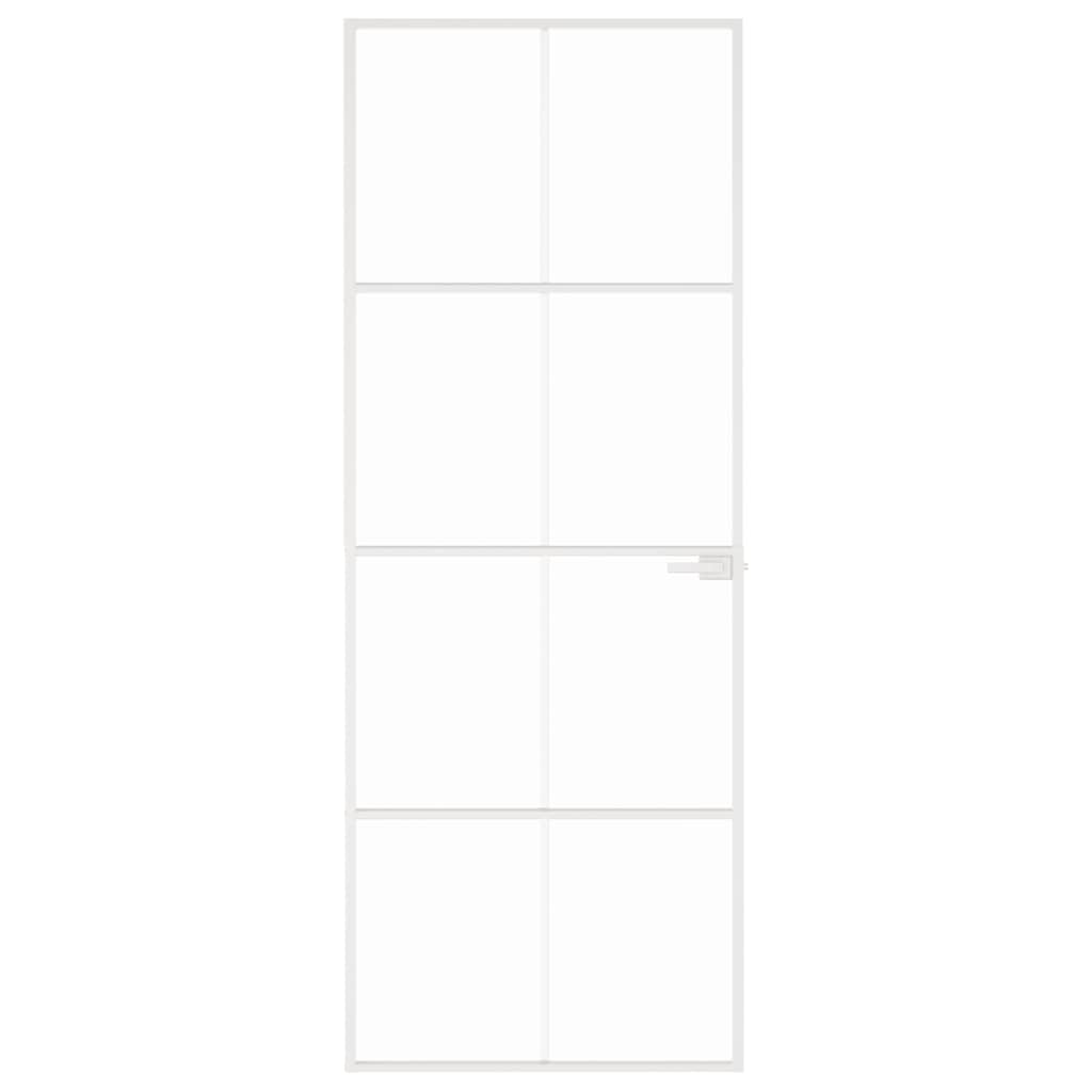 Porta Interna Bianca 76x201,5 cm Vetro Temperato Alluminio Slim | homemem39