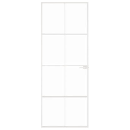 Porta Interna Bianca 76x201,5 cm Vetro Temperato Alluminio Slim | homemem39