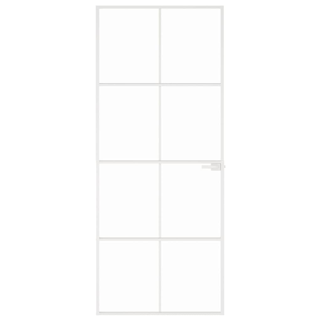 Porta Interna Bianca 83x201,5 cm Vetro Temperato Alluminio Slim | homemem39