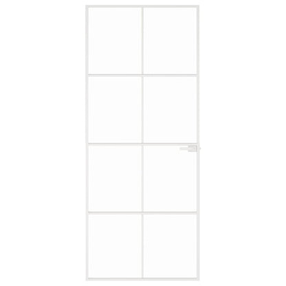 Porta Interna Bianca 83x201,5 cm Vetro Temperato Alluminio Slim | homemem39