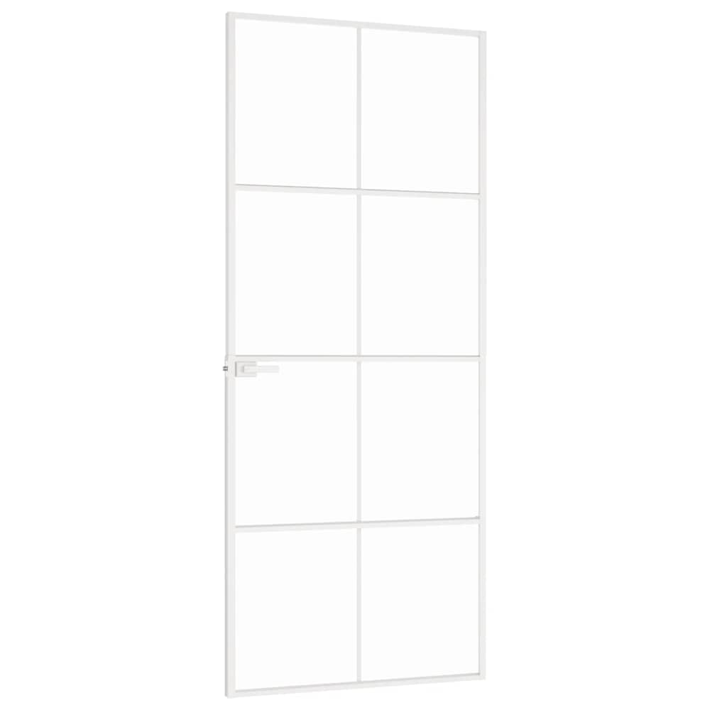 Porta Interna Bianca 83x201,5 cm Vetro Temperato Alluminio Slim | homemem39