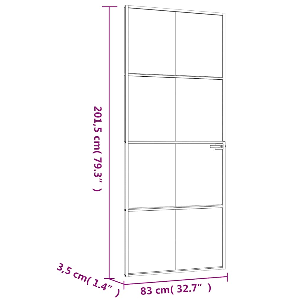 Porta Interna Bianca 83x201,5 cm Vetro Temperato Alluminio Slim | homemem39