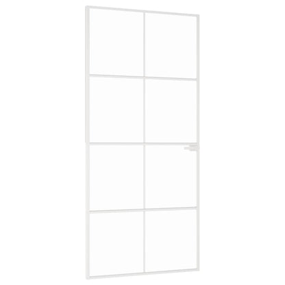 Porta Interna Bianca 93x201,5cm Vetro Temperato Alluminio Slim | homemem39