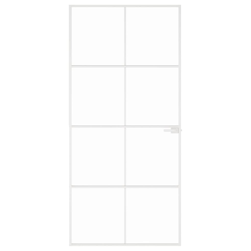 Porta Interna Bianca 93x201,5cm Vetro Temperato Alluminio Slim | homemem39