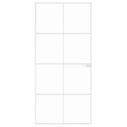 Porta Interna Bianca 93x201,5cm Vetro Temperato Alluminio Slim | homemem39