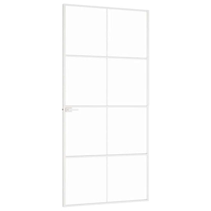 Porta Interna Bianca 93x201,5cm Vetro Temperato Alluminio Slim | homemem39