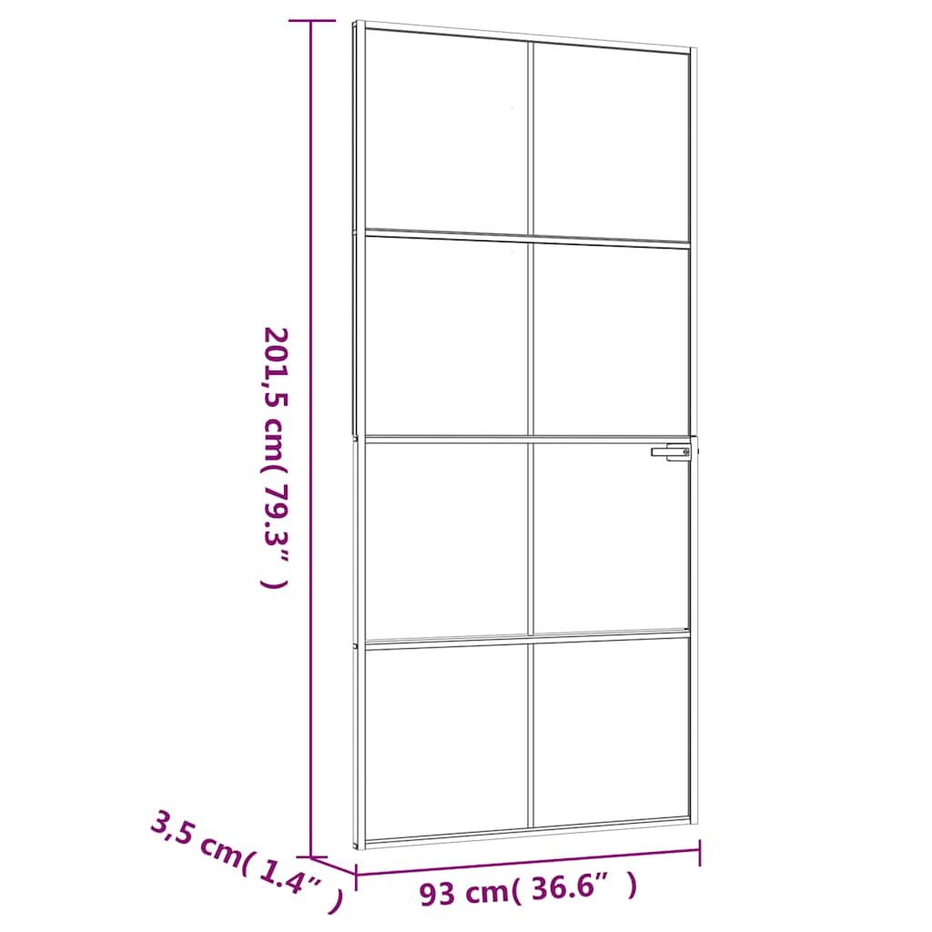 Porta Interna Bianca 93x201,5cm Vetro Temperato Alluminio Slim | homemem39