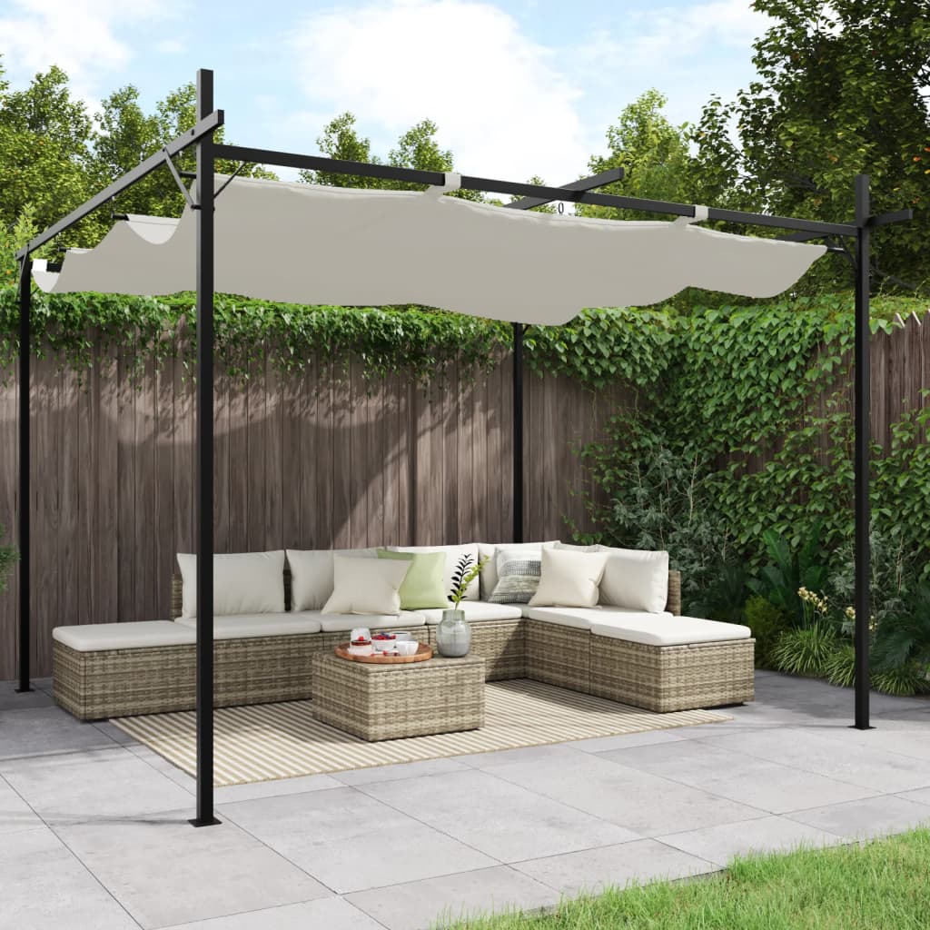 Pergola con Tetto Retrattile Crema 295x292x230 cm | homemem39