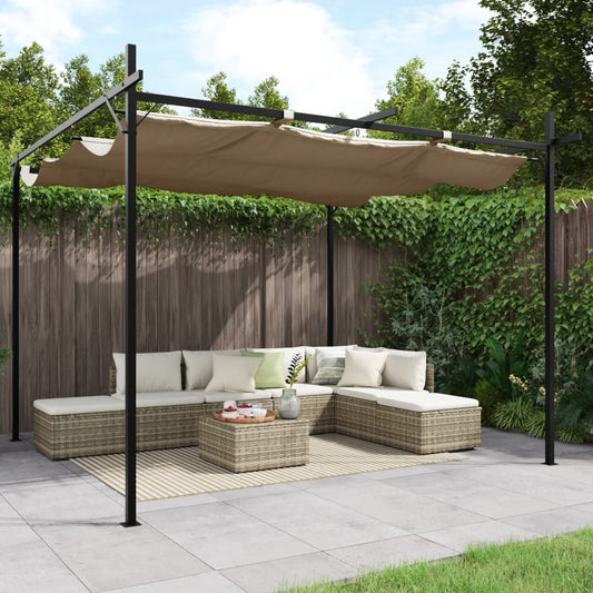 Pergola con Tetto Retrattile Tortora 295x292x230 cm