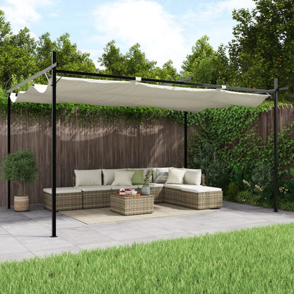 Pergola con Tetto Retrattile Crema 395x292x230 cm | homemem39
