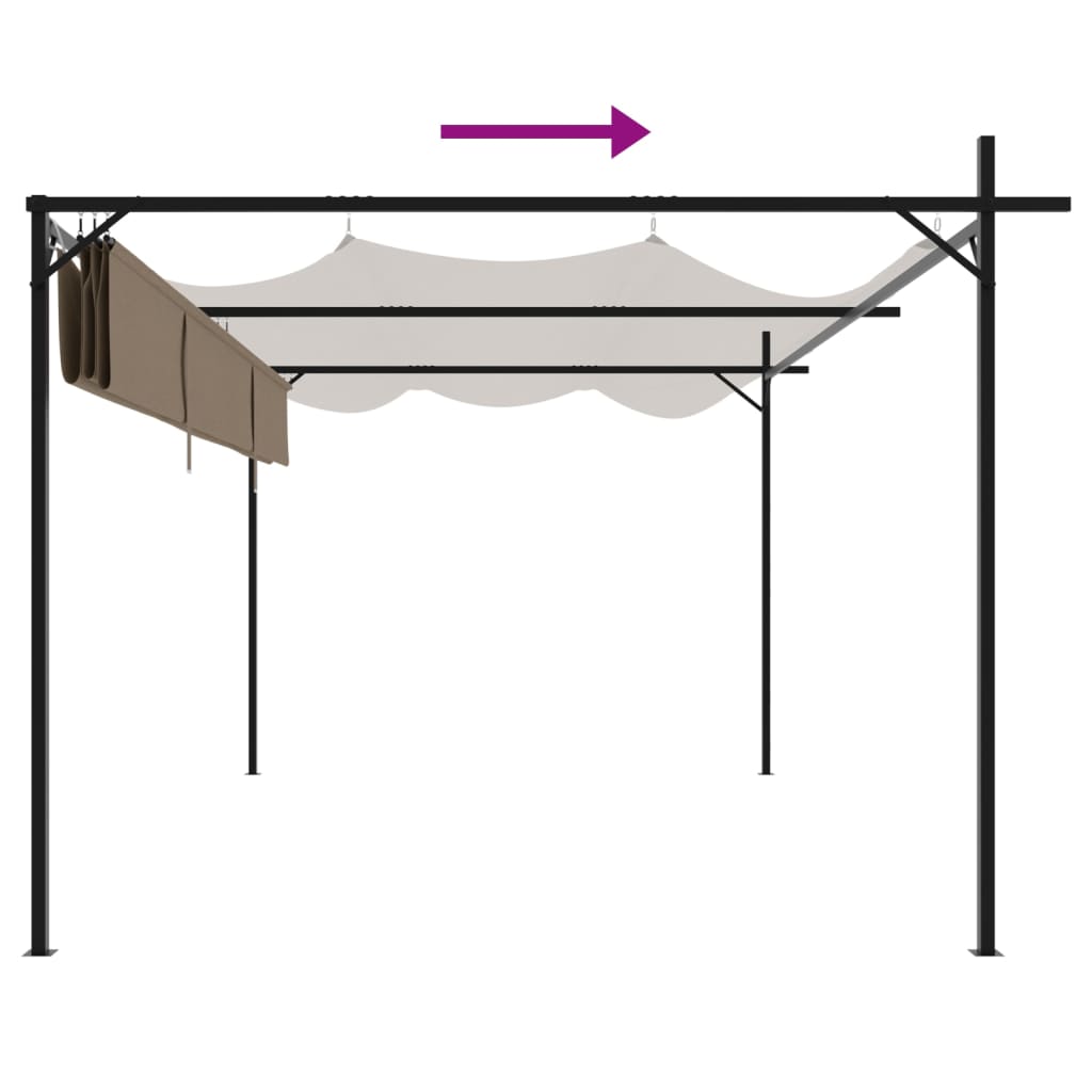 Pergola con Tetto Retrattile Tortora 395x292x230 cm | homemem39