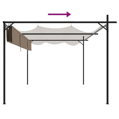 Pergola con Tetto Retrattile Tortora 395x292x230 cm | homemem39