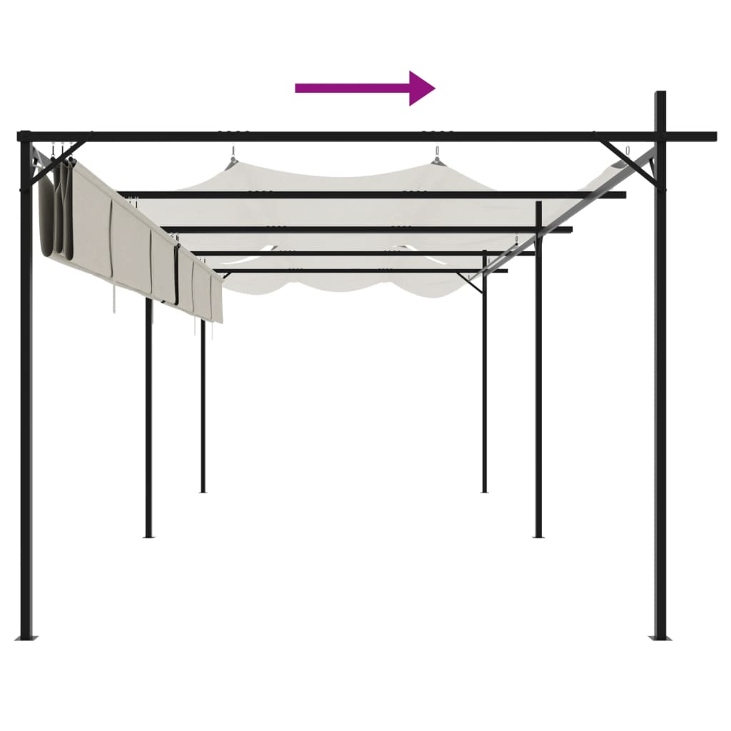 Pergola con Tetto Retrattile Crema 589x292x230 cm | homemem39