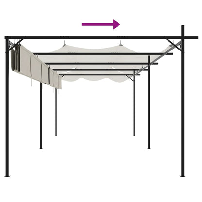 Pergola con Tetto Retrattile Crema 589x292x230 cm | homemem39