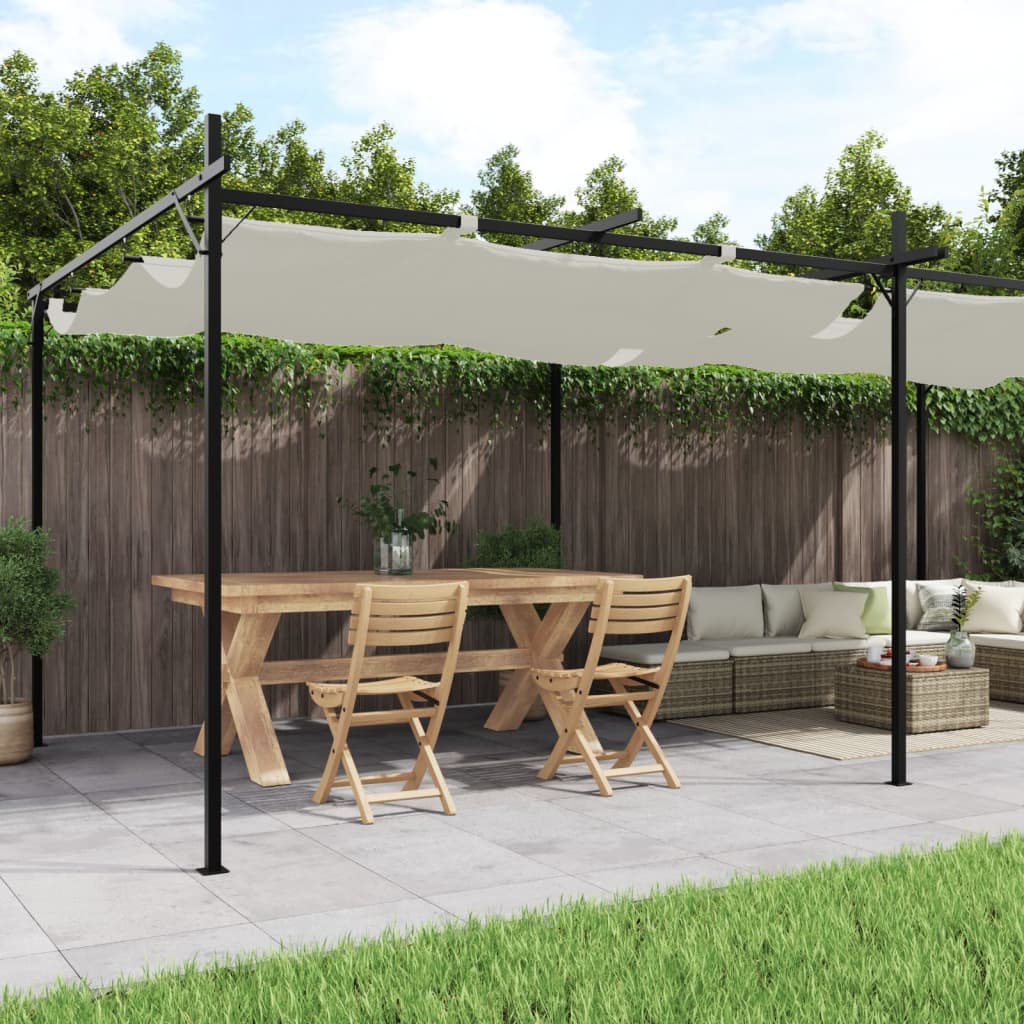 Pergola con Tetto Retrattile Crema 589x292x230 cm | homemem39
