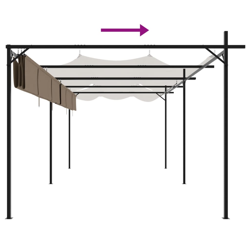 Pergola con Tetto Retrattile Tortora 589x292x230 cm | homemem39