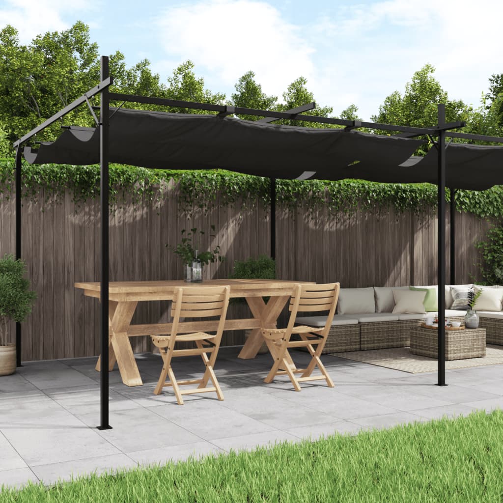 Pergola con Tetto Retrattile Antracite 589x292x230 cm | homemem39