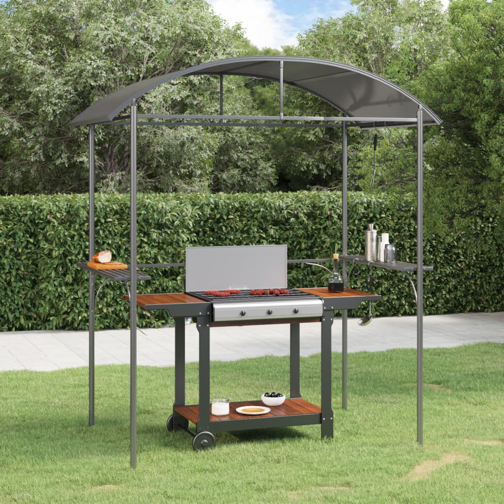 Gazebo Barbecue Ripiani Laterali Antracite 220x115x230 Acciaio | homemem39