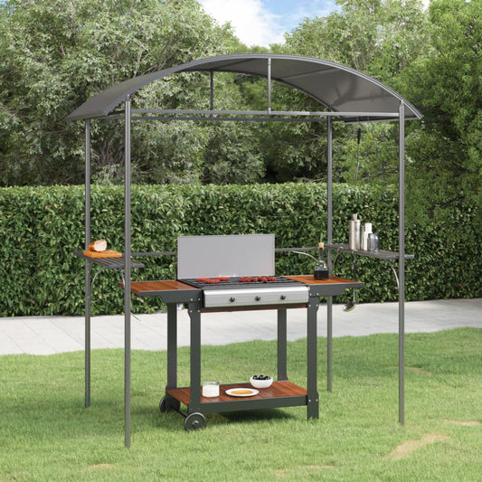 Gazebo Barbecue Ripiani Laterali Antracite 220x115x230 Acciaio | homemem39