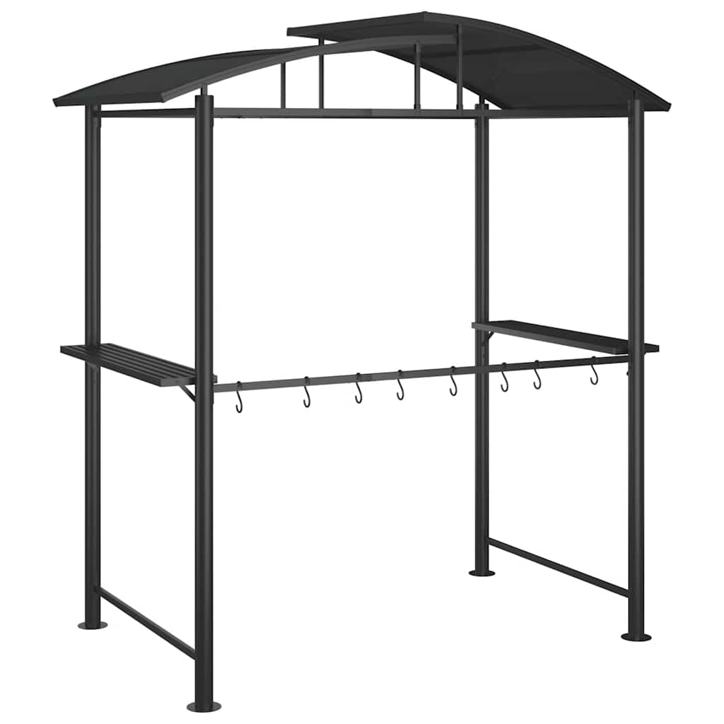 Gazebo Barbecue Ripiani Laterali Antracite 210x114x230 Acciaio | homemem39