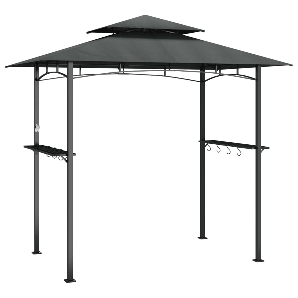 Gazebo Barbecue Ripiani Laterali Antracite 240x150x243 Acciaio | homemem39