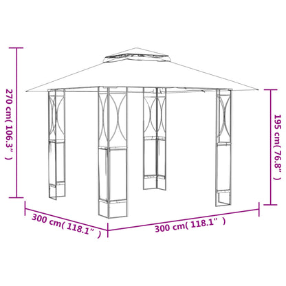 Gazebo con Tetto Antracite 300x300x270 cm Acciaio - homemem39