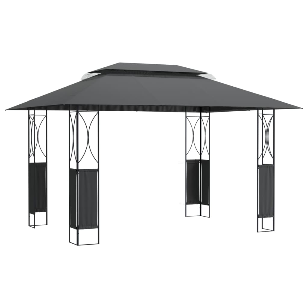 Gazebo con Tetto Antracite 400x300x270 cm Acciaio | homemem39
