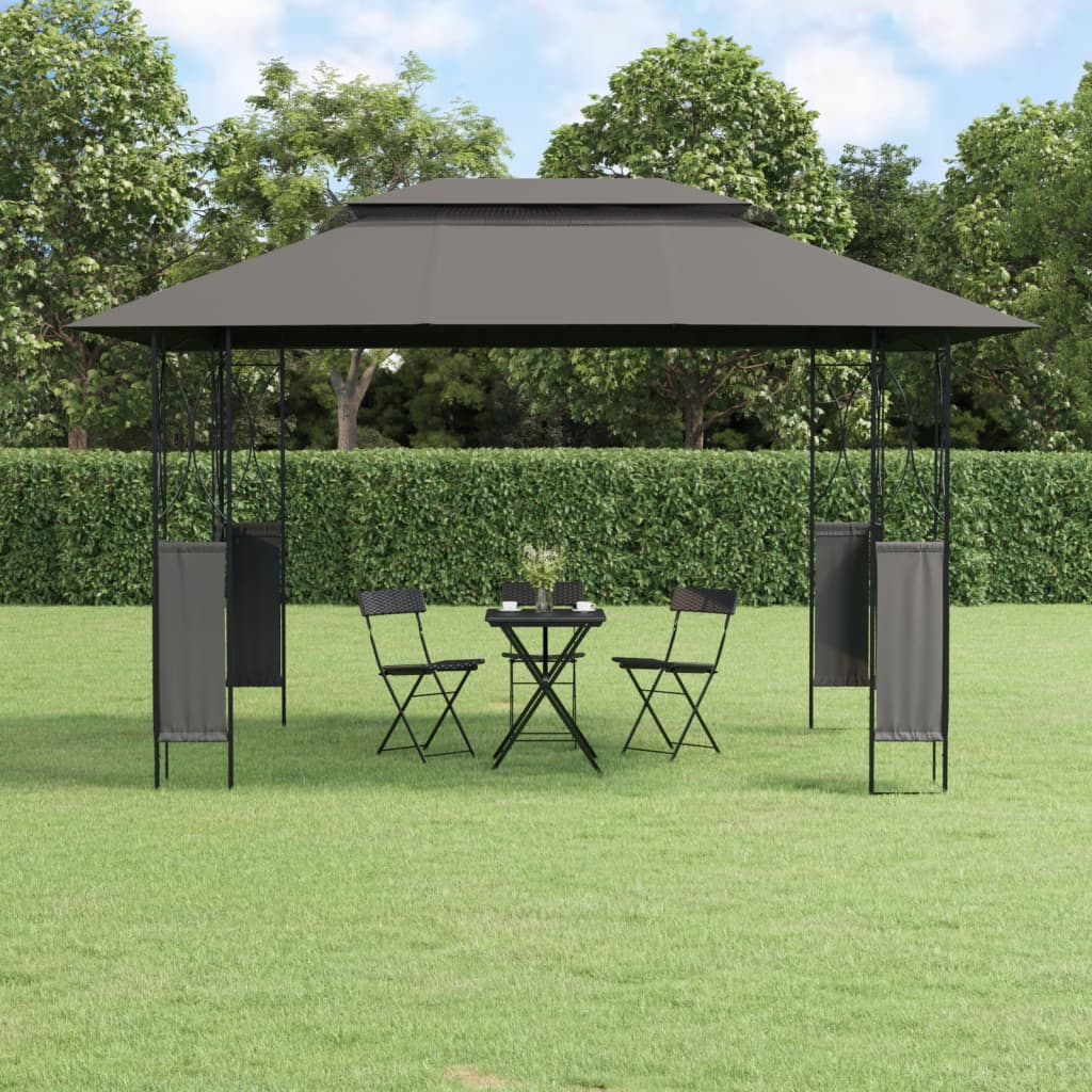 Gazebo con Tetto Antracite 400x300x270 cm Acciaio | homemem39