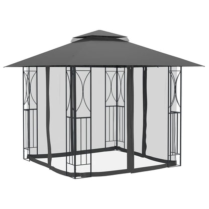 Gazebo con Pareti Laterali Antracite 300x300x270 cm Acciaio - homemem39