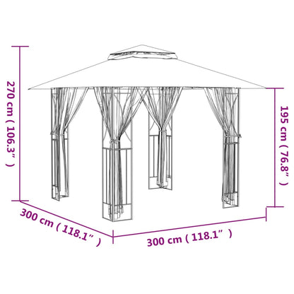Gazebo con Pareti Laterali Antracite 300x300x270 cm Acciaio - homemem39