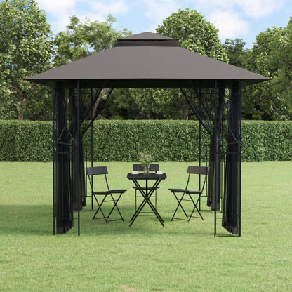 Gazebo con Pareti Laterali Antracite 300x300x270 cm Acciaio - homemem39