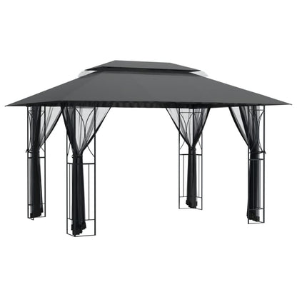 Gazebo con Pareti Laterali Antracite 400x300x270 cm Acciaio | homemem39