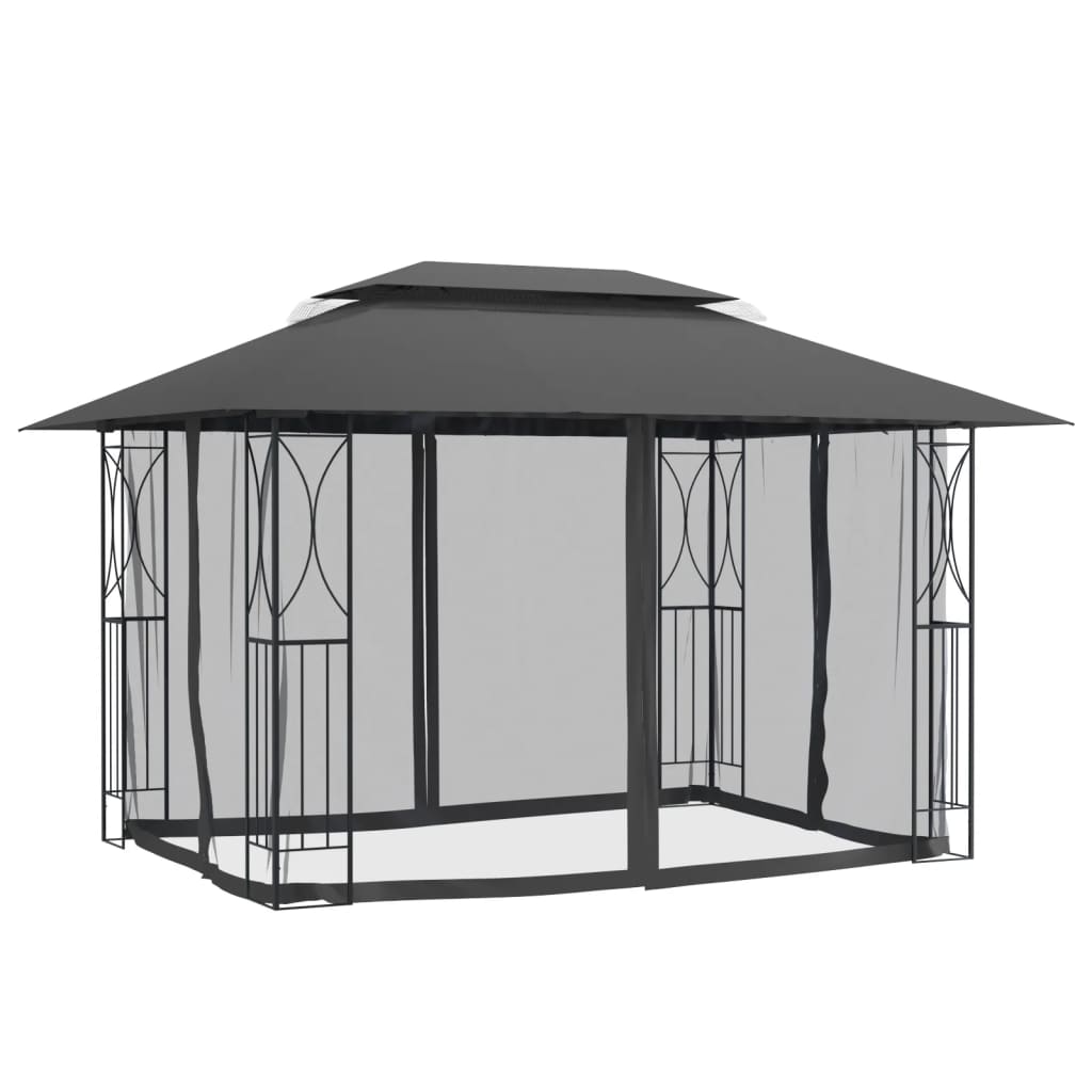 Gazebo con Pareti Laterali Antracite 400x300x270 cm Acciaio - homemem39