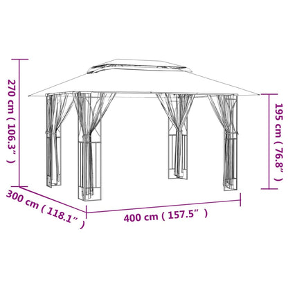 Gazebo con Pareti Laterali Antracite 400x300x270 cm Acciaio - homemem39